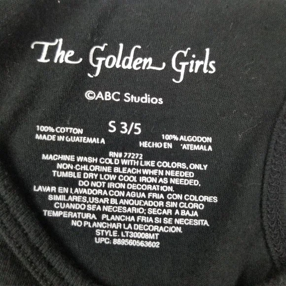 4/$25 The Golden Girls Muscle Tank Juniors Sz S 3/5 Black ABC Quote Shirt - Picture 7 of 9